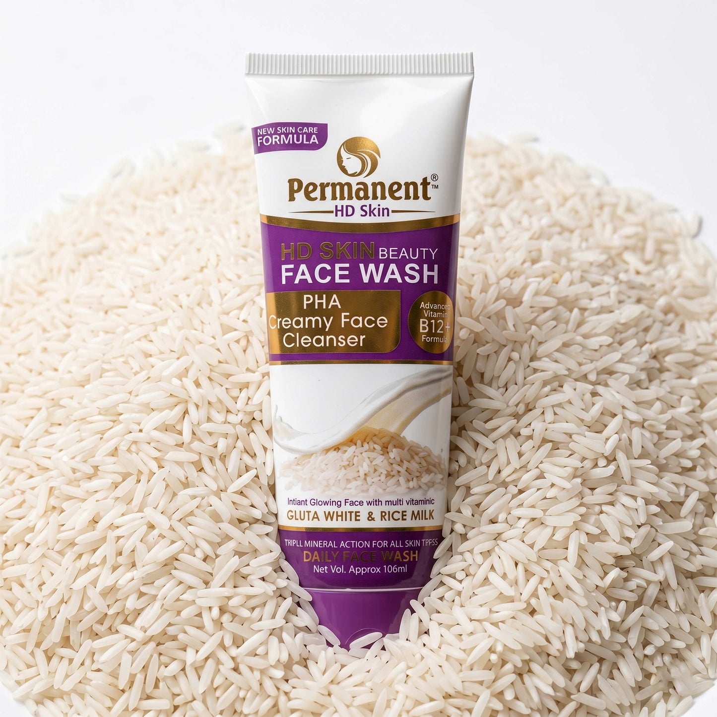 Permanent Gluta White & Rice Milk Beauty Facewash (100ml)