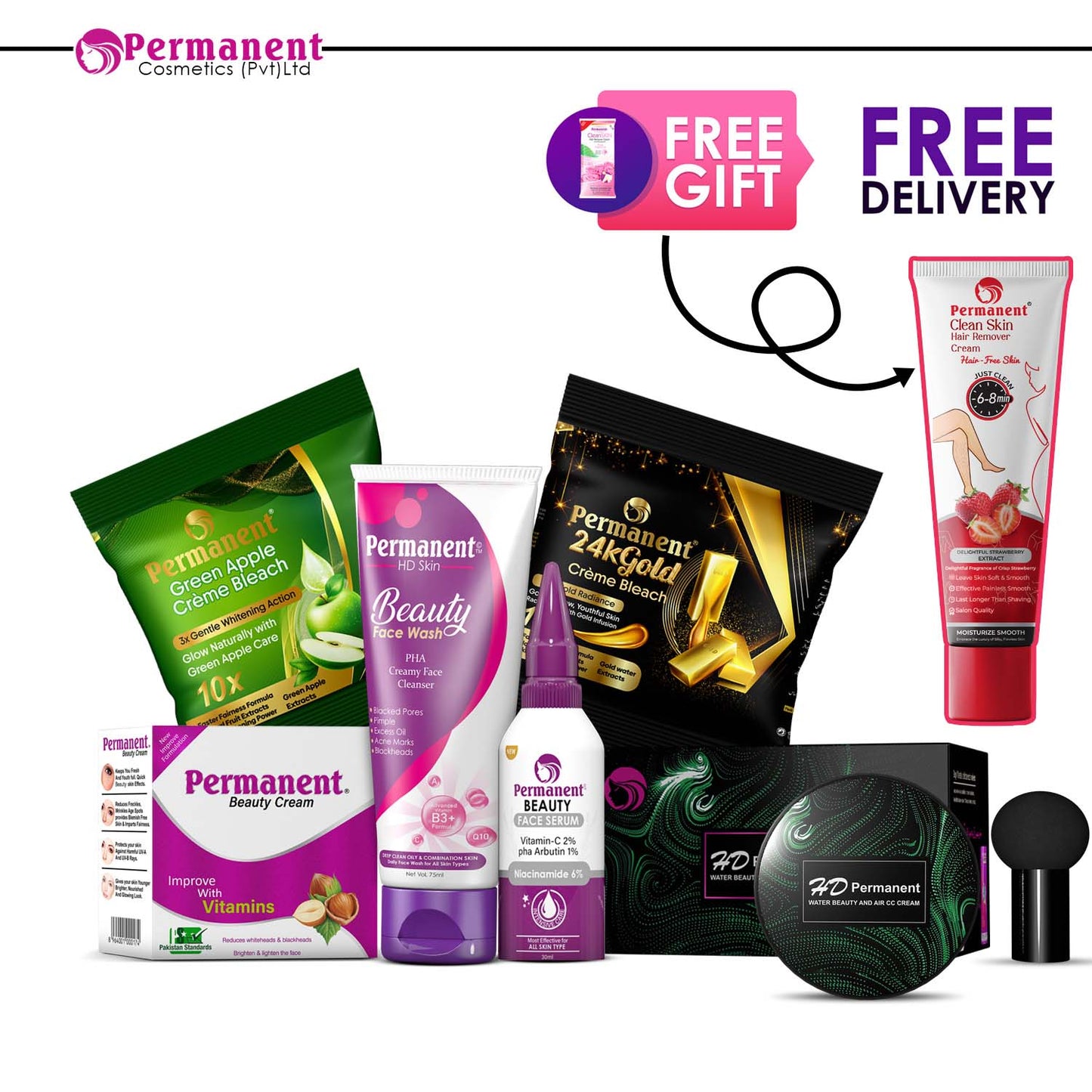 Permanent Mega Beauty Deal (6 Products) Hair Remover Free 1