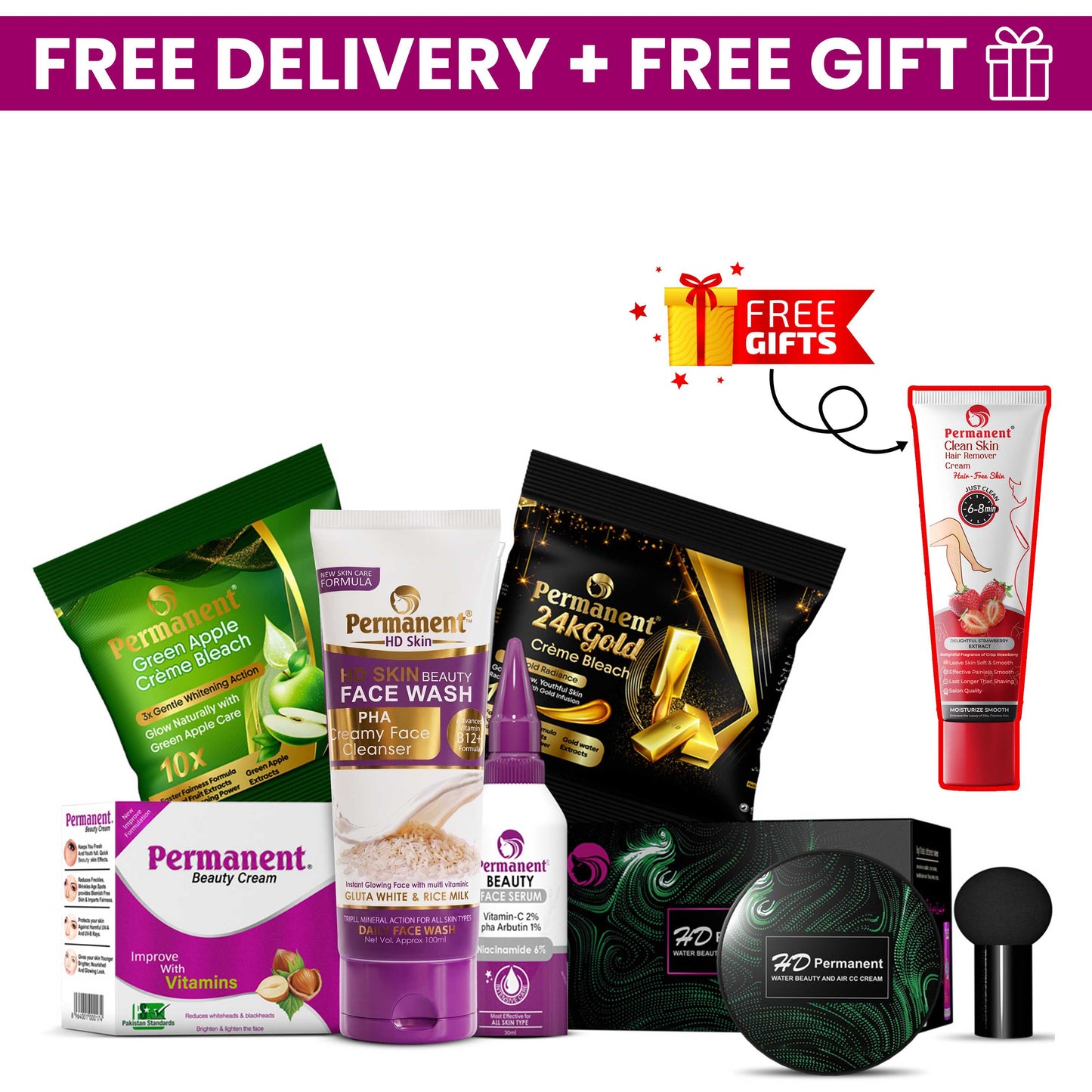Permanent Mega Beauty Deal (6 Products) Hair Remover Free 1