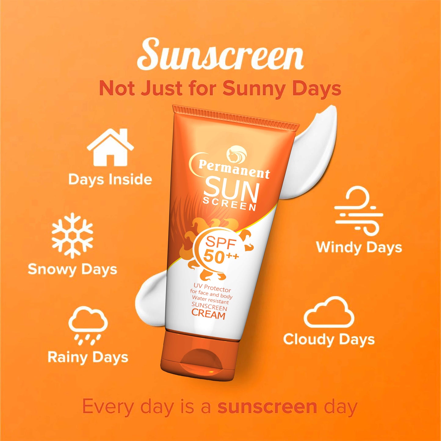 Permanent Sunscreen Cream, Beauty Cream & Facewash