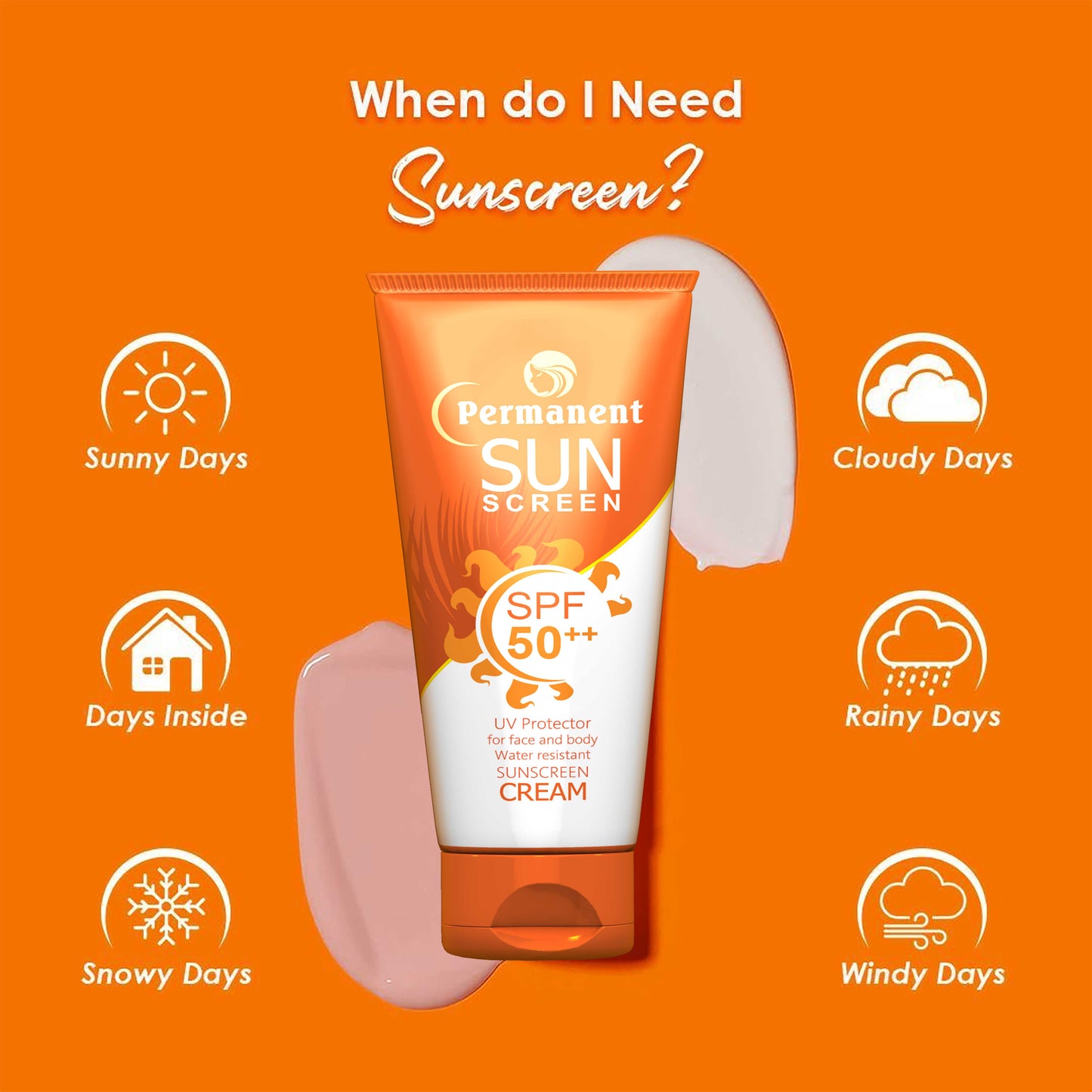 Permanent Sunscreen Sunblock Cream, Beauty Cream, Beauty Facewash, Beauty Serum