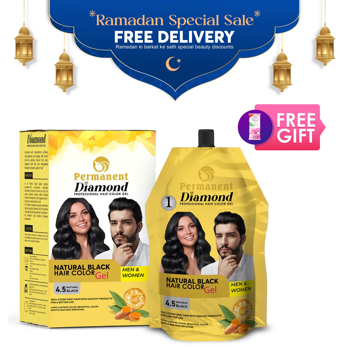 Diamond Hair Color Gel (Dark Brown 4.3 & Natural Black 4.5)