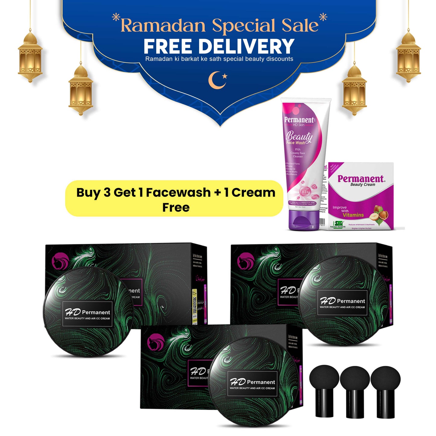 HD Permanent Foundation  (Buy 3 Get 1 Facewash + 1 Cream Free)