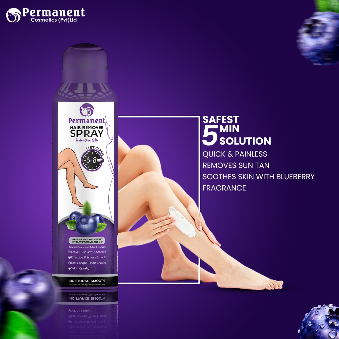 Permanent Hair Removal Spray Blueberry Flavor (200ml)