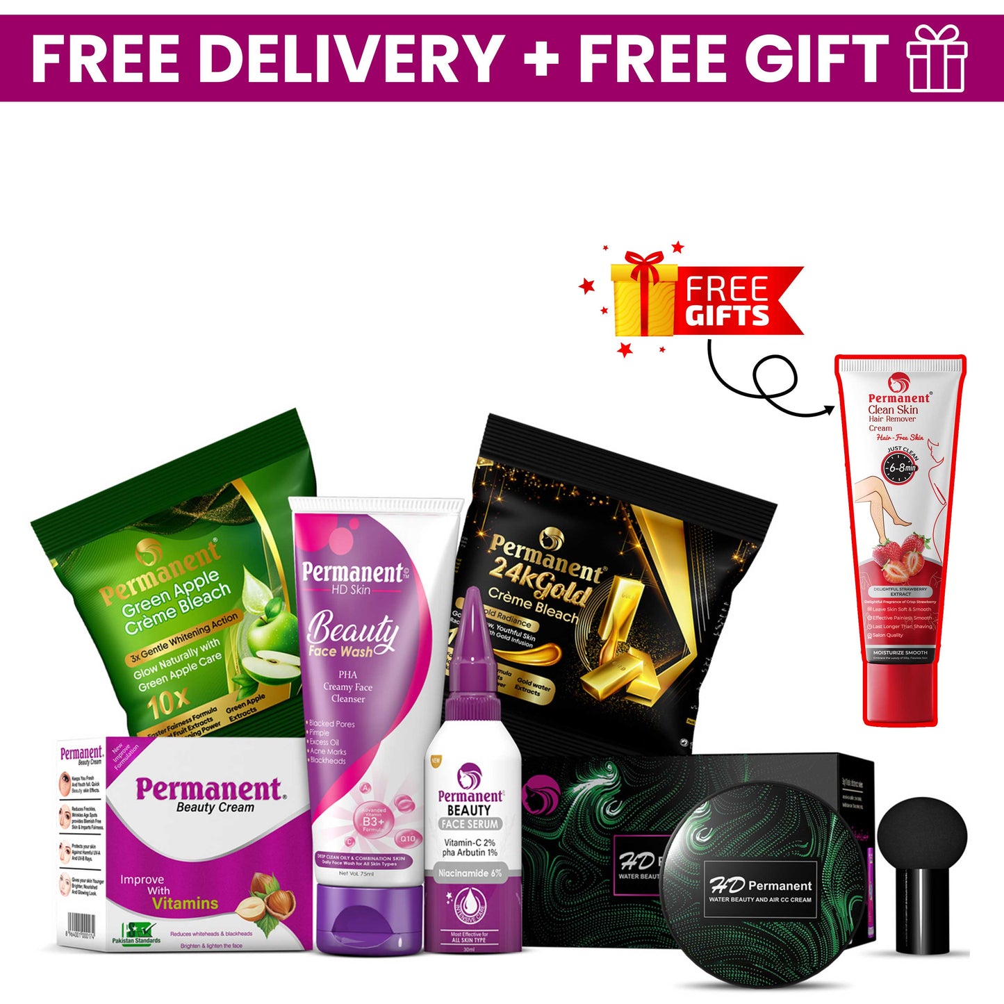 Permanent Mega Beauty Deal (6 Products) Hair Remover Free 1