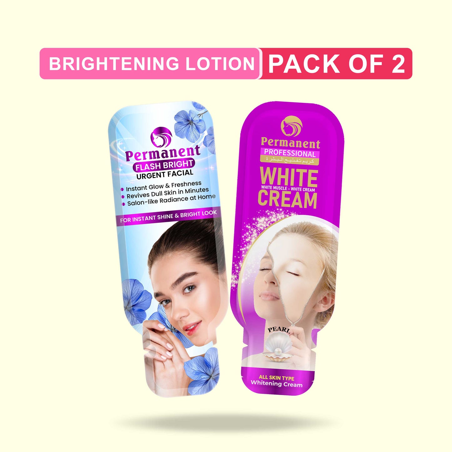 Flash Bright Facial & Pearl White Cream (Pack of 2)