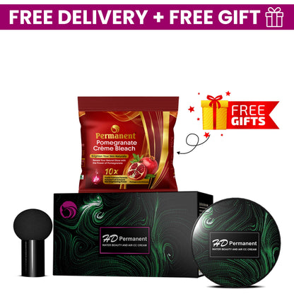 HD Permanent Water CC Air Beauty Foundation Cream Waterproof Mushroom Head Air Cushion (1 Bleach Free)