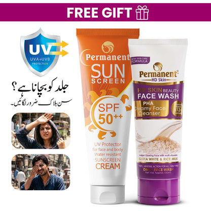 Permanent Sunscreen Cream (120 ml) & Beauty Facewash